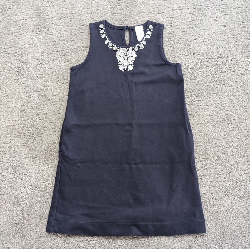 EUC Crewcuts Girls Navy Dress with Gem Embellishments.